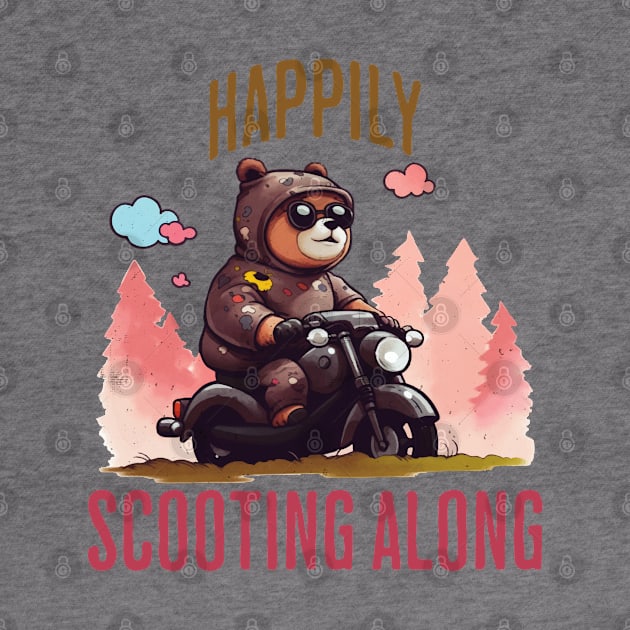 Happily Scooting Along cute bear on a scooter design by Luxinda